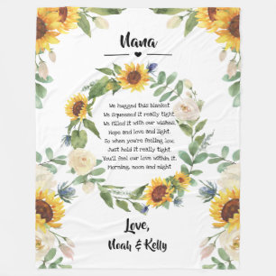 Grandma Mothers Day Sunflower Poem from Grandkids Fleece Blanket