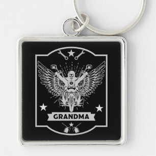 Grandma Motorbike Rider Key Ring