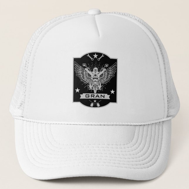 Grandma Motorbike Rider Trucker Hat (Front)