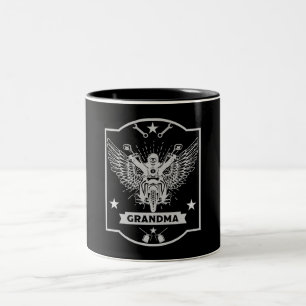 Grandma Motorbike Rider Two-Tone Coffee Mug