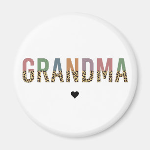 Grandma multicolor cheetah leopard typography Gift Magnet