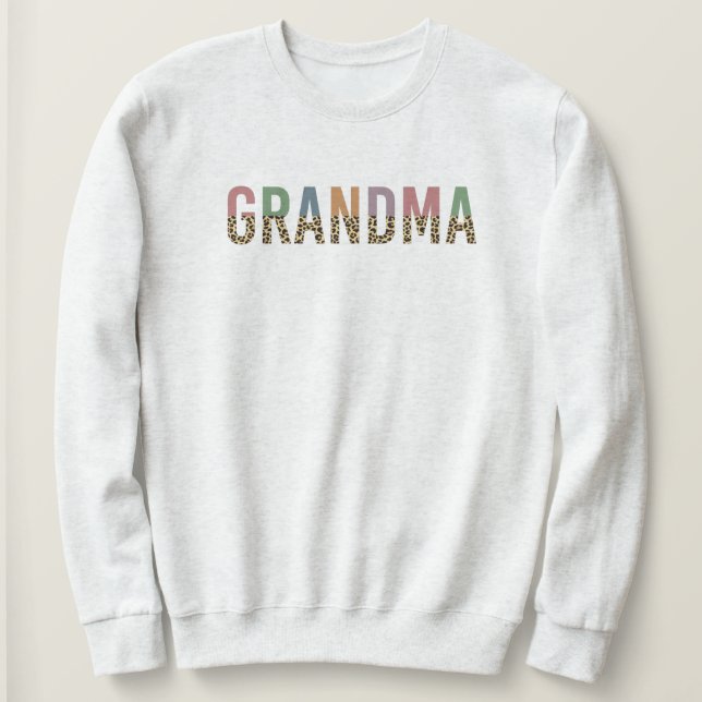 Grandma multicolor cheetah leopard typography Gift Sweatshirt (Design Front)
