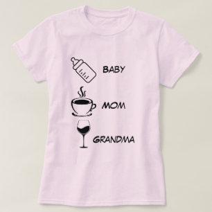Grandma Mum Baby Customise Name Drinks Funny T-Shirt