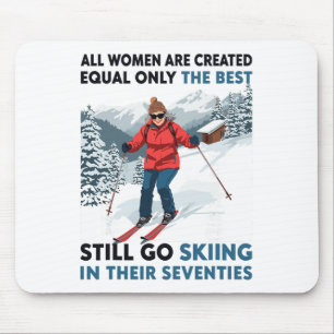Grandma Mum Still Go Skiing In Seventies Old Women Mouse Pad