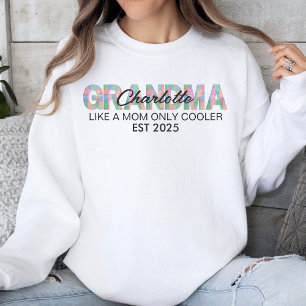 Grandma Name Est 2025 Modern Typography Sweatshirt