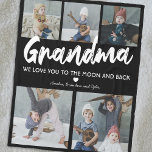 Grandma Nana 5 Photo Collage Black Fleece Blanket<br><div class="desc">Grandmothers are simply the best! Let your nana know how special they are to you with this personalised nana quote fleecy blanket featuring a stylish black background that can be changed to any colour, 5 photos of her grandkids, the word "grandma" in a cute script font, a love heart, and...</div>