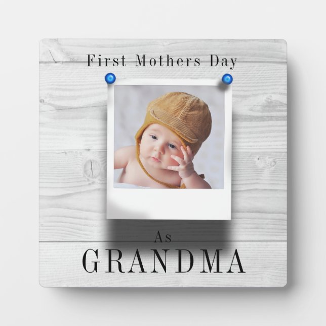 Grandma Nana First Grandchild Photo Template Wood Plaque (Front)