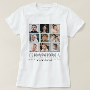 Grandma/Nana/Other 9-Photo Collage Message & Names T-Shirt