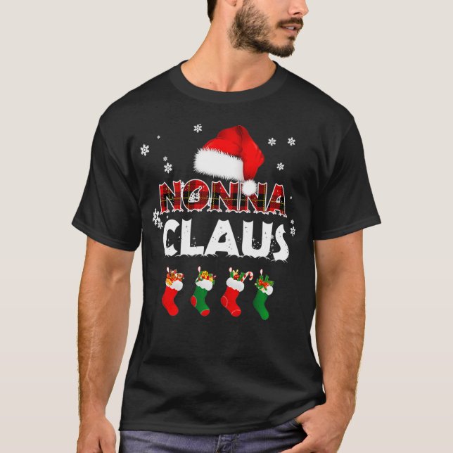 Grandma Nonna Claus Santa Hat Funny Christmas Paja T-Shirt (Front)