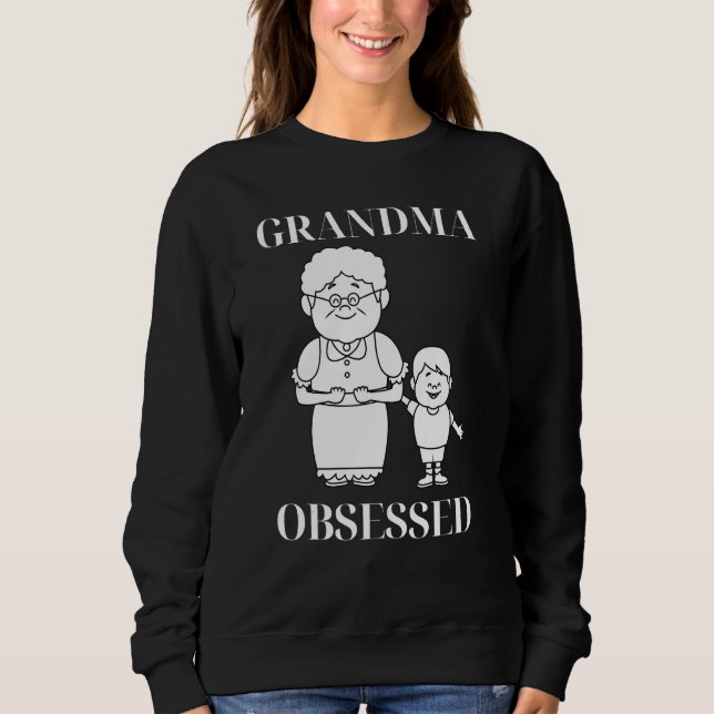 Grandma Obsessed Kids Youth Girls Boys Grandchildr Sweatshirt (Front)