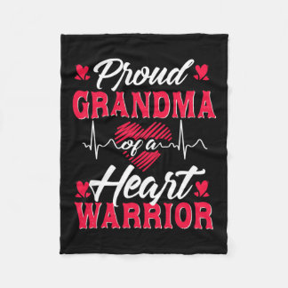 Grandma Of A Heart Warrior Chd Awareness  Fleece Blanket