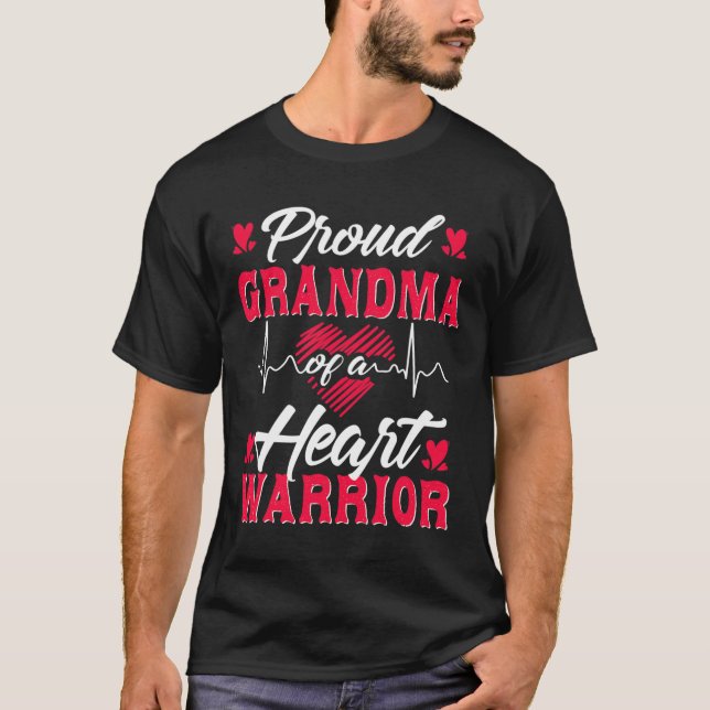 Grandma Of A Heart Warrior Chd Awareness  T-Shirt (Front)