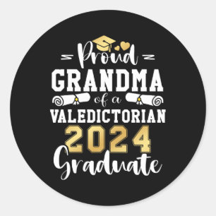 Grandma Of A Valedictorian Cl 2024 Graduation  Classic Round Sticker