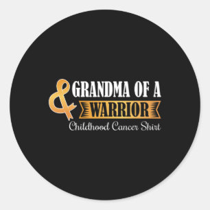Grandma of A warrior Childhood Cancer Ribbon Aware Classic Round Sticker