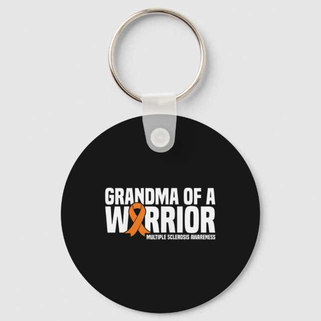Grandma Of A Warrior Ms Multiple Sclerosis Awarene Key Ring (Front)