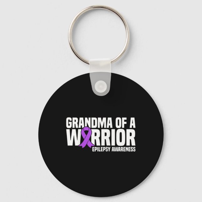 Grandma of a Warrior Purple Ribbon Epilepsy Awaren Key Ring (Front)