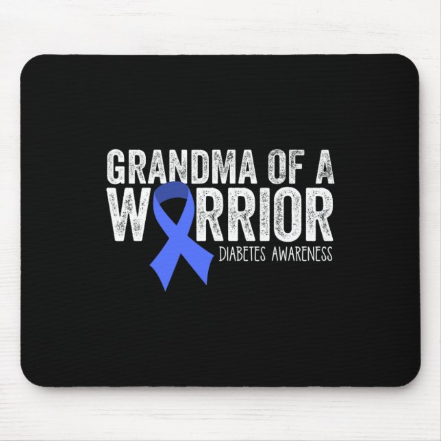 Grandma of a Warrior T1D Diabetic Blue Ribbon Supp Mouse Pad (Front)