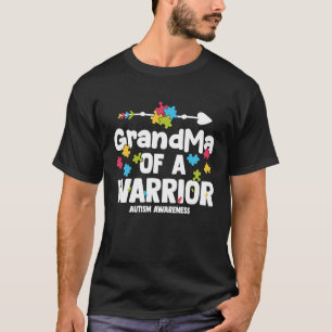 GrandMa of a Warriors Autism Family Puzzle Awarene T-Shirt