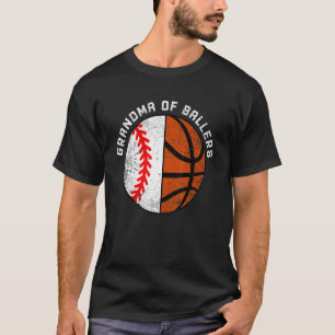Grandma Of Ballers Baseball Basketball Grandma T-Shirt