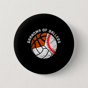 Grandma Of Ballers Fun Baseball Volleyball Basketb 6 Cm Round Badge