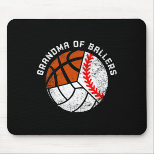 Grandma Of Ballers Fun Baseball Volleyball Basketb Mouse Pad