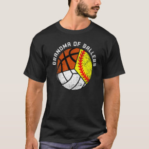 Grandma Of Ballers Softball Volleyball Basketball T-Shirt
