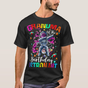 Grandma Of Birthday Astronaut Boy Colourful Space  T-Shirt