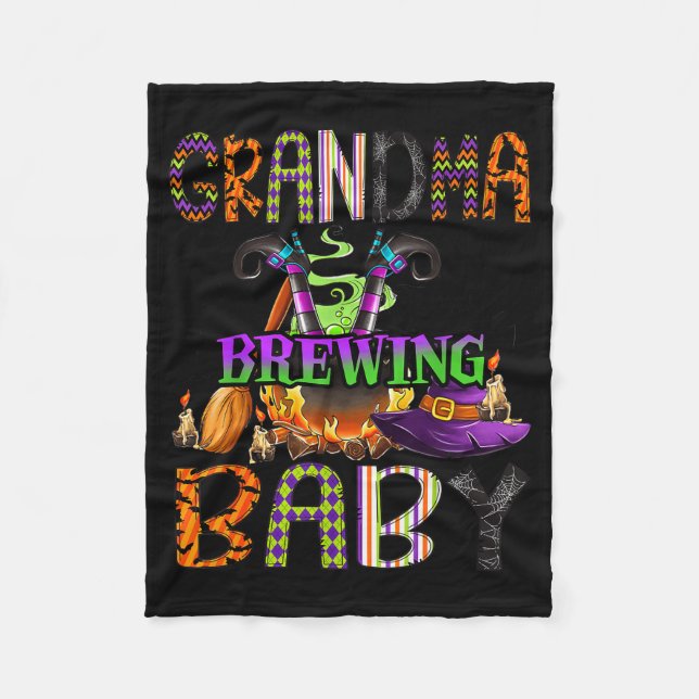 Grandma Of Brewing Baby Halloween One Soky Grandma Fleece Blanket (Front)