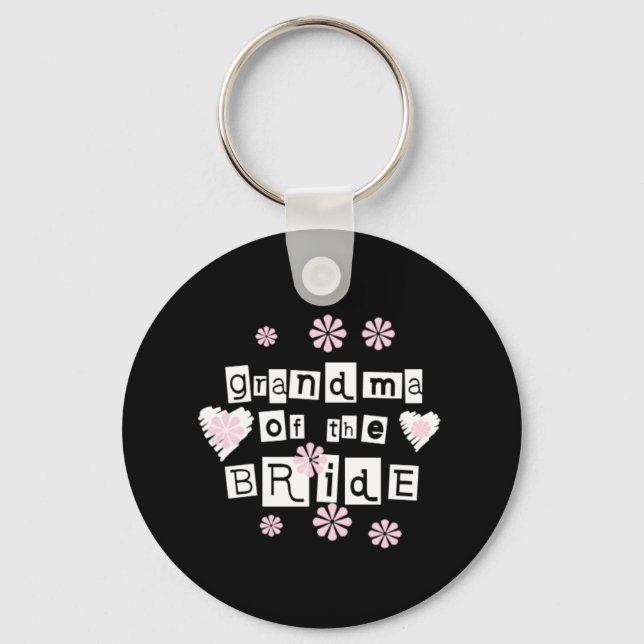 Grandma of Bride White on Black Key Ring (Front)