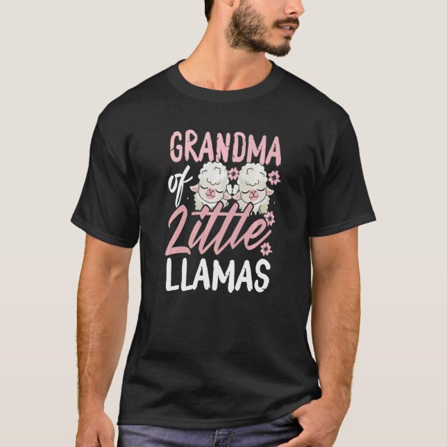 Grandma of Little Llamas New Born Twin Girls Grann T-Shirt (Front)