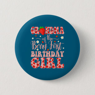 Grandma of the berry first birthday girl strawberr 6 cm round badge