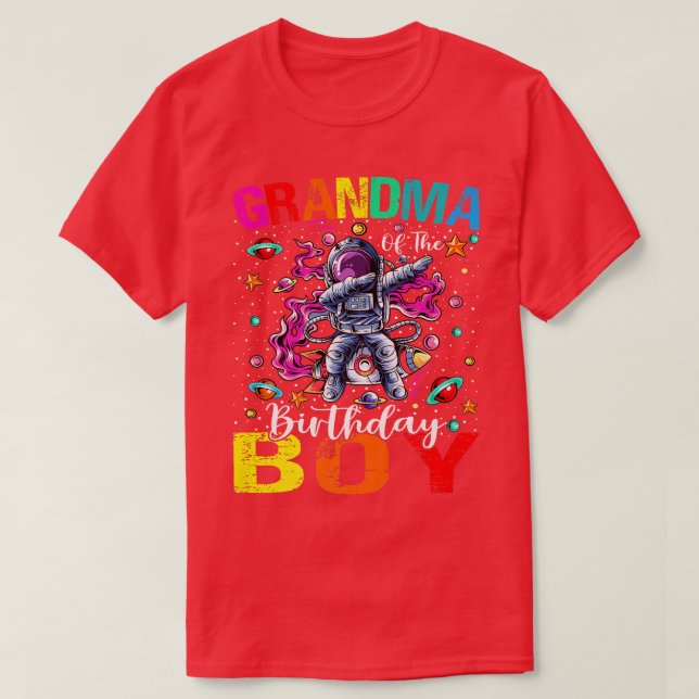 Grandma Of The Birthday Boy Astronaut Boy Space Th T-Shirt (Design Front)