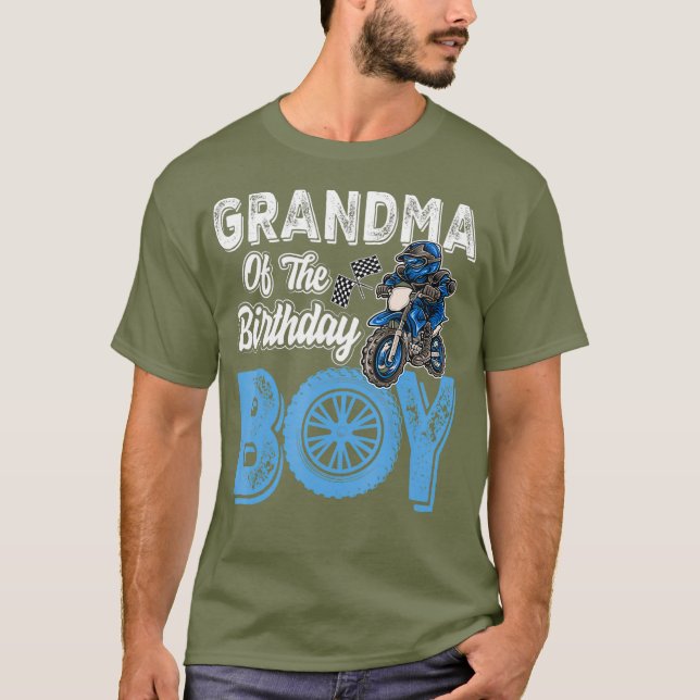 Grandma of the Birthday Boy Dirt Bike Bday Party T-Shirt (Front)
