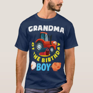 Grandma Of The Birthday Boy Farm Tractor Farmer Bi T-Shirt
