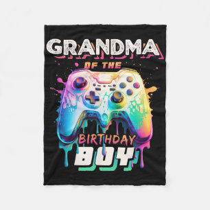 Grandma Of The Birthday Boy Matching Family Video  Fleece Blanket