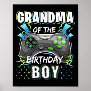 Grandma Of The Birthday Boy Matching Video Game Bi Poster