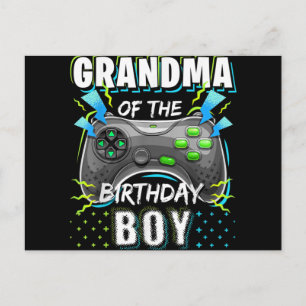 Grandma of the Birthday Boy Matching Video Game Holiday Postcard