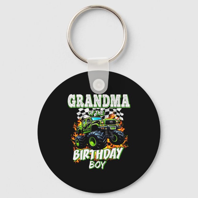 Grandma Of The Birthday Boy Monster Truck Birthday Key Ring (Front)