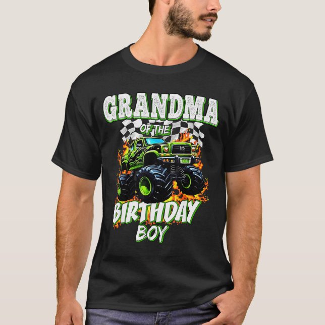 Grandma Of The Birthday Boy Monster Truck Birthday T-Shirt (Front)