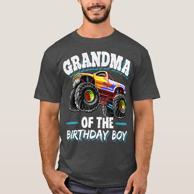 Grandma of the Birthday Boy Monster Truck Party T-Shirt (Front)