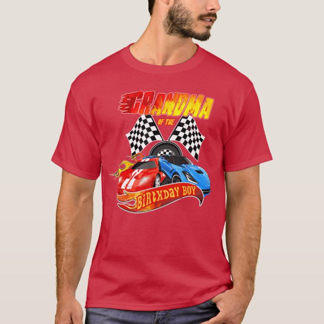 Grandma Of The Birthday Boy Race Birthday Party Ra T-Shirt (Front)