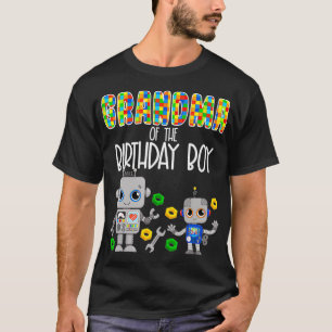 Grandma Of The Birthday Boy Robots Party Robotics T-Shirt
