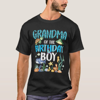 Grandma Of The Birthday Boy Sea Fish Ocean Animals T-Shirt