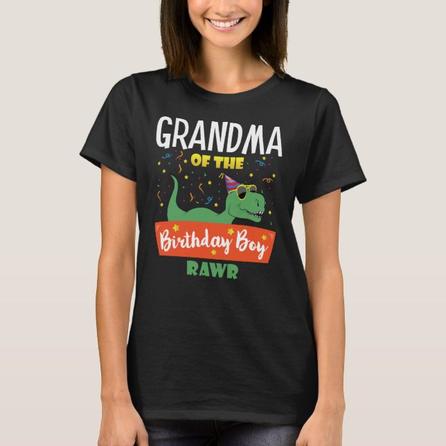 Grandma of the Birthday Boy Shirt Dinosaur Raptor (Front)