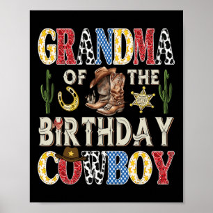Grandma Of The Birthday Cowboy Rodeo Western  Poster