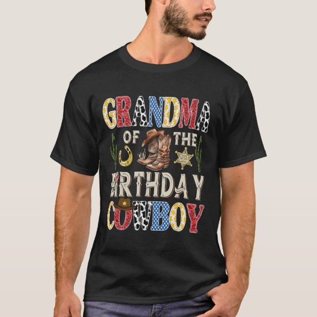 Grandma Of The Birthday Cowboy Rodeo Western  T-Shirt (Front)