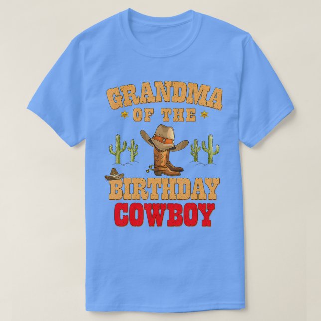 Grandma of The Birthday Cowboy Themed Birthday Boy T-Shirt (Design Front)
