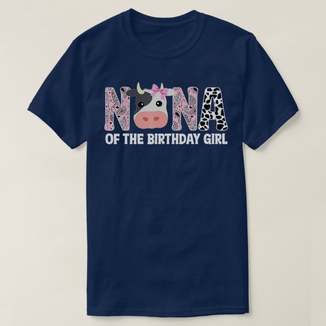 Grandma of The Birthday for Girl Cow Farm Birthday T-Shirt (Design Front)
