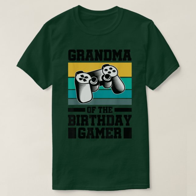 Grandma Of The Birthday Gamer Video Games Conole G T-Shirt (Design Front)