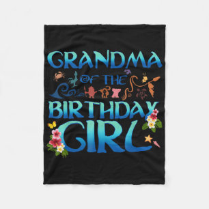 Grandma Of The Birthday Girl Cute Oceania Adventur Fleece Blanket